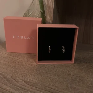 Silvriga örhängen med nitar från Edblad - Coola silvriga örhängen från Edblad i form av små hoops med spetsiga nitar runt om. De har en edgy vibe och kommer i original ask. Perfekta för dig som vill sticka ut med en unik detalj i din look.