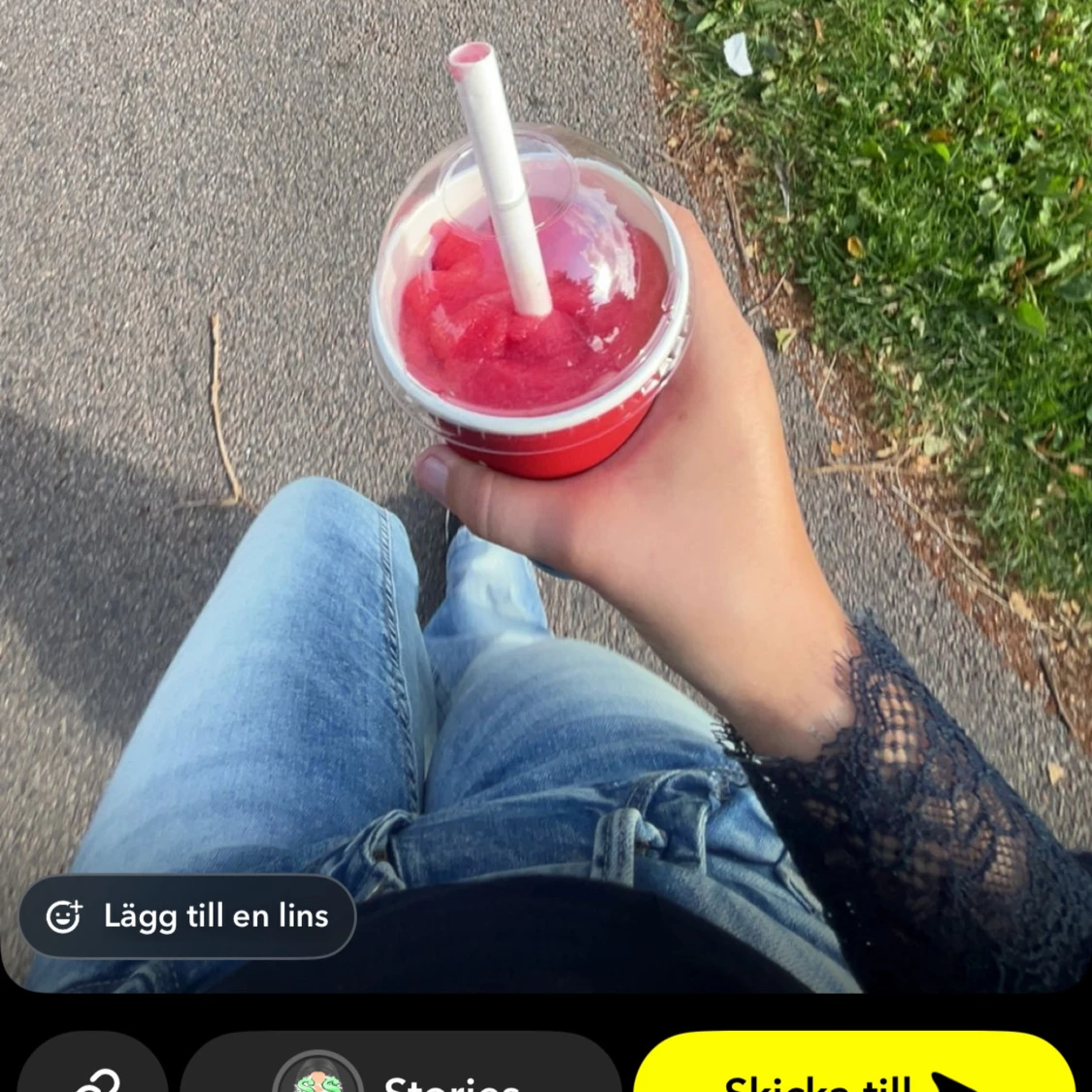 Ljusblå lågmidjade jeans - 1