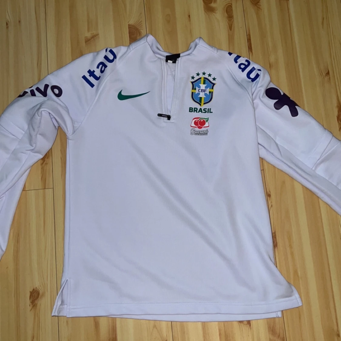 Vit Brasilien Nike fotbollströja långärmad