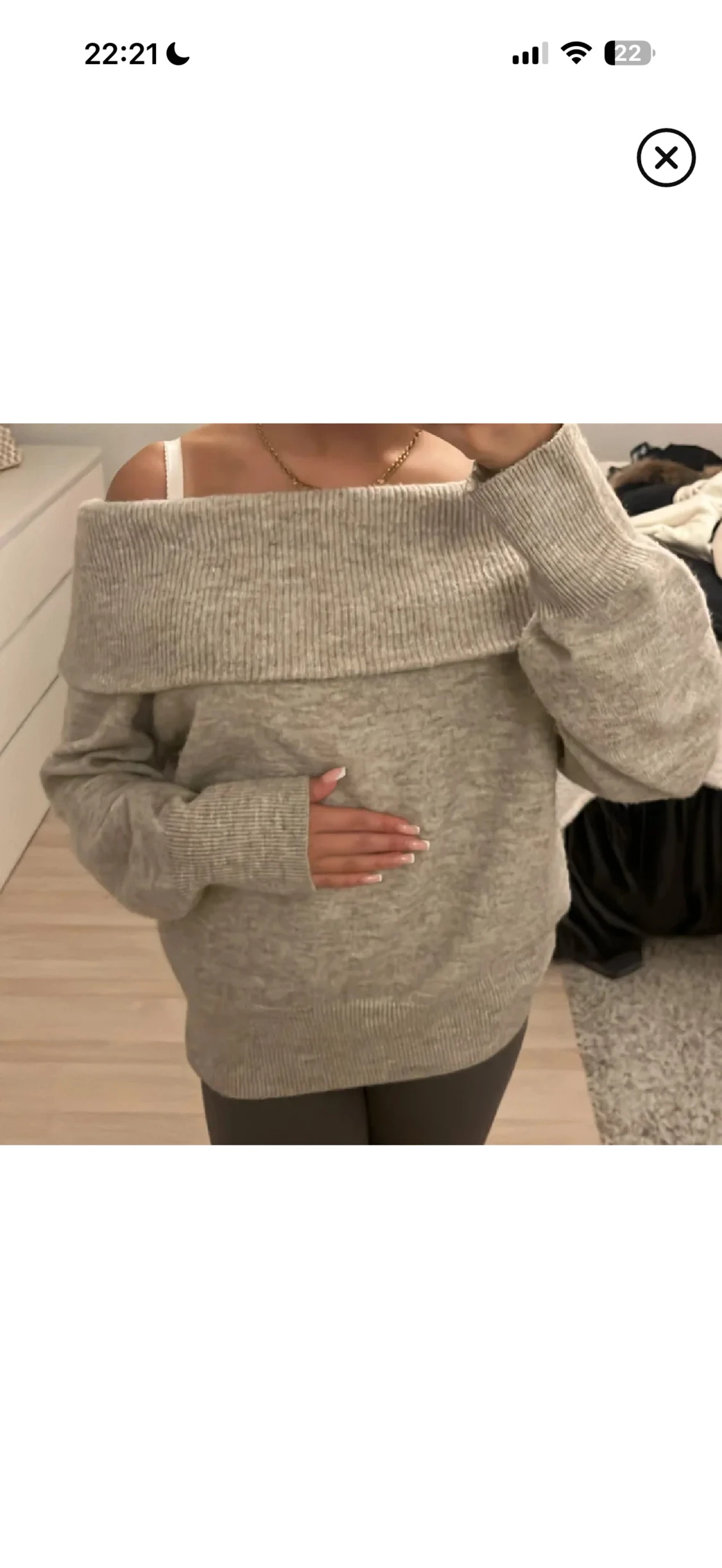 Beige offshoulder stickad tröja H&M