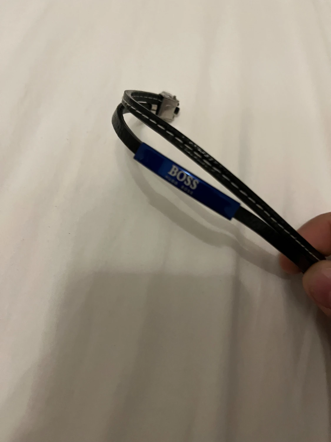 Svart läderarmband från BOSS - 1