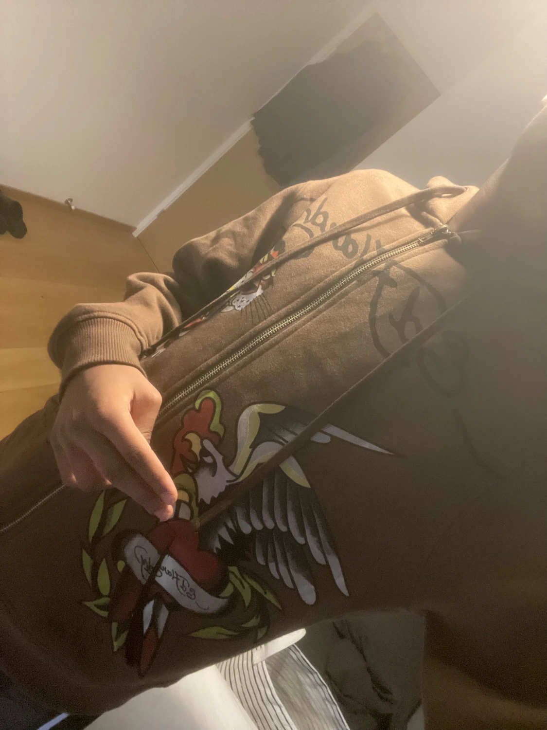 Brun Ed Hardy hoodie med tattoo-print - 3