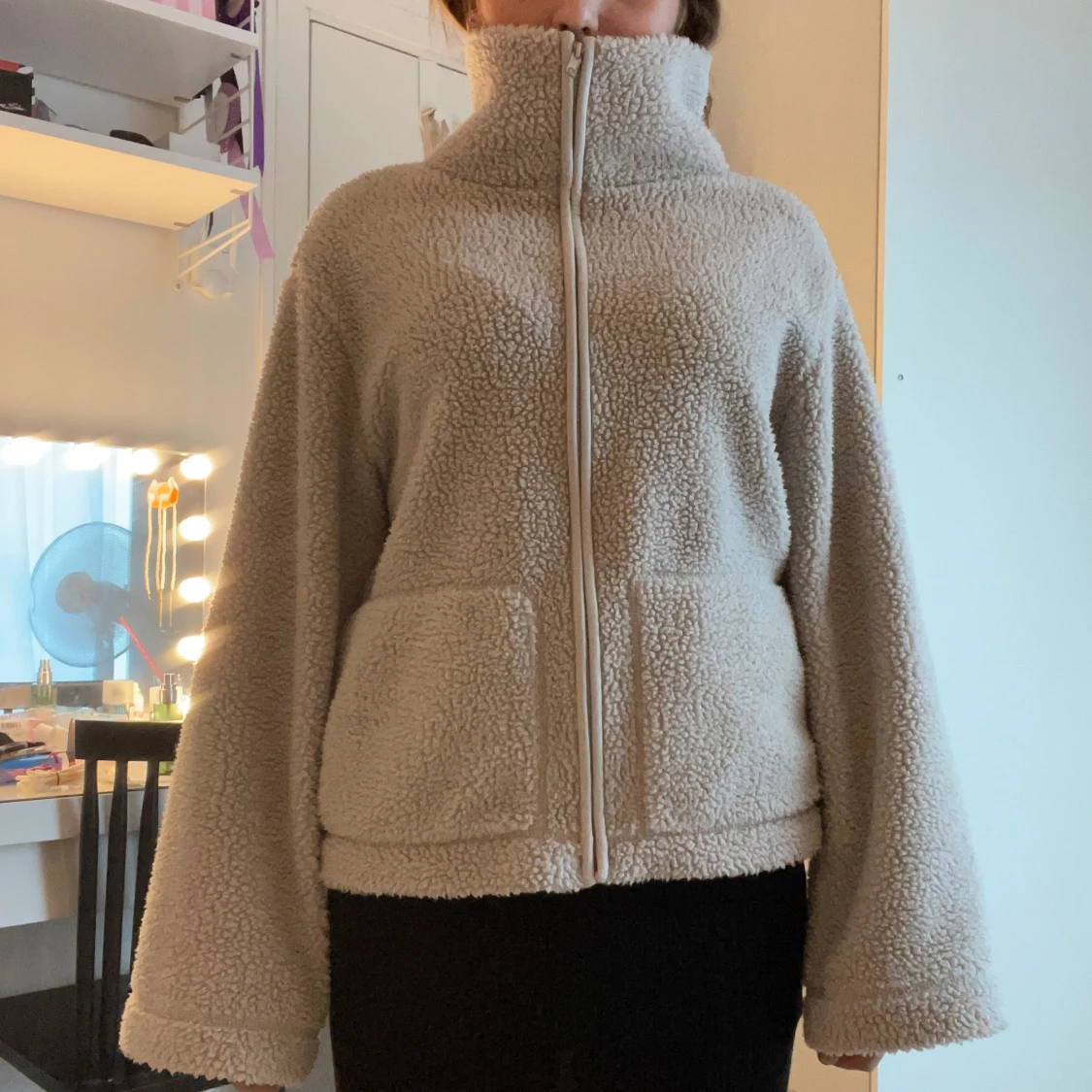 Beige teddyjacka med dragkedja 💕 - 2