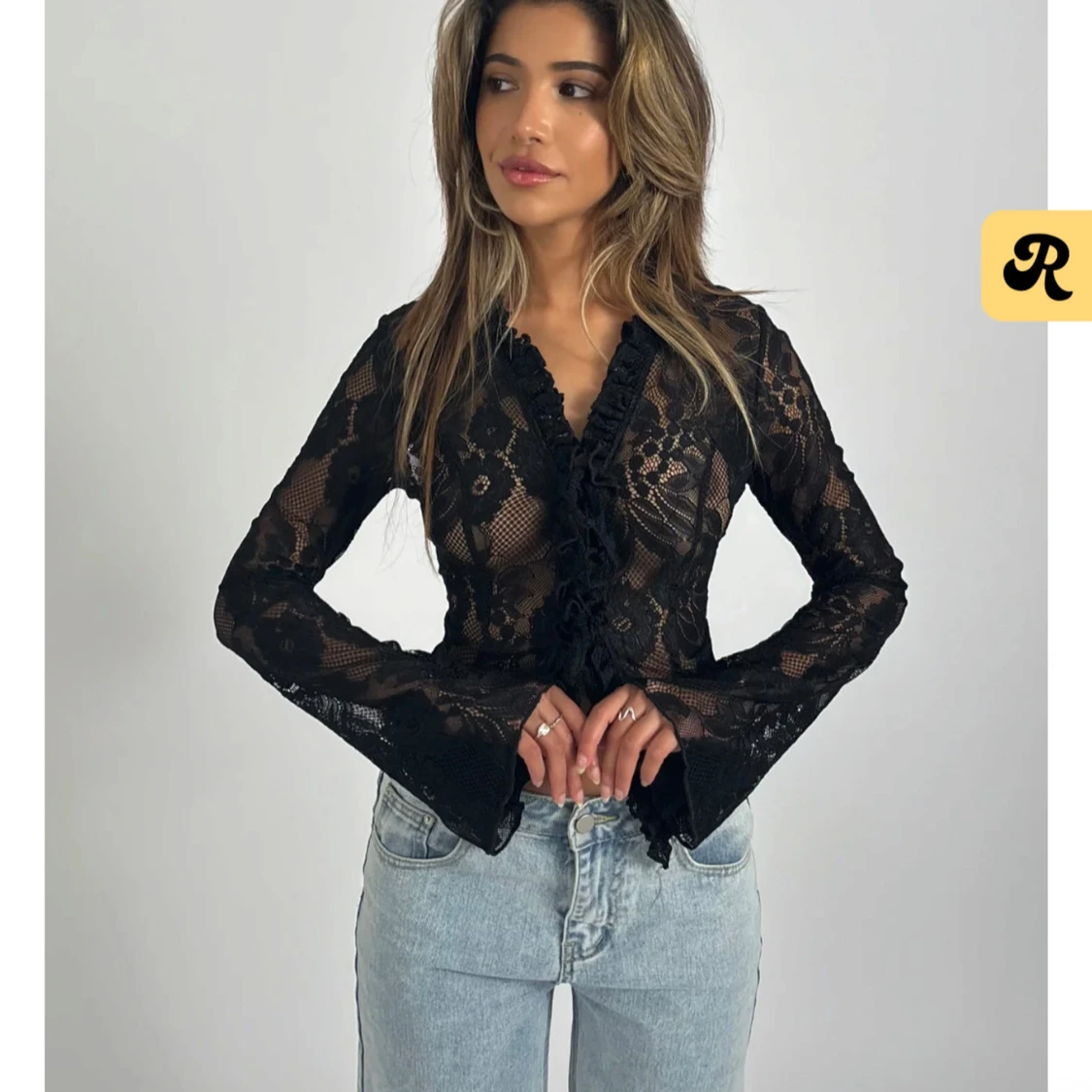 Svart spetsblus från Venderby’s XS/S