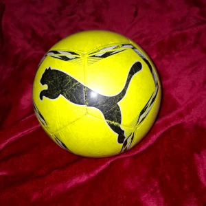 Gul Puma fotboll storlek 4 - Säljer en schysst fotboll från Puma i storlek 4. Bollen är knallgul med svarta detaljer och har den klassiska Puma-loggan tryckt stort på sidan. Materialet är PVC-fritt och bollen har coola grafiska mönster i svart och vitt. Perfekt för träning eller spontanspel med kompisarna.