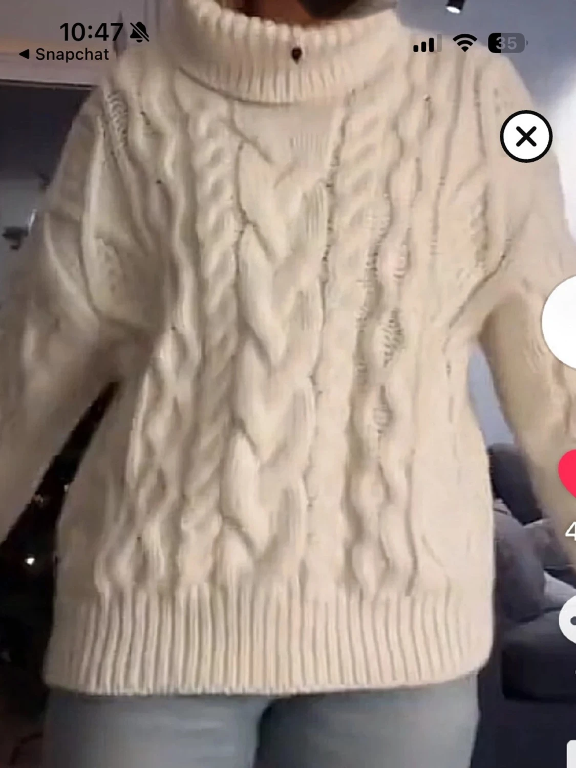 Vit kabelstickad polotröja - 4
