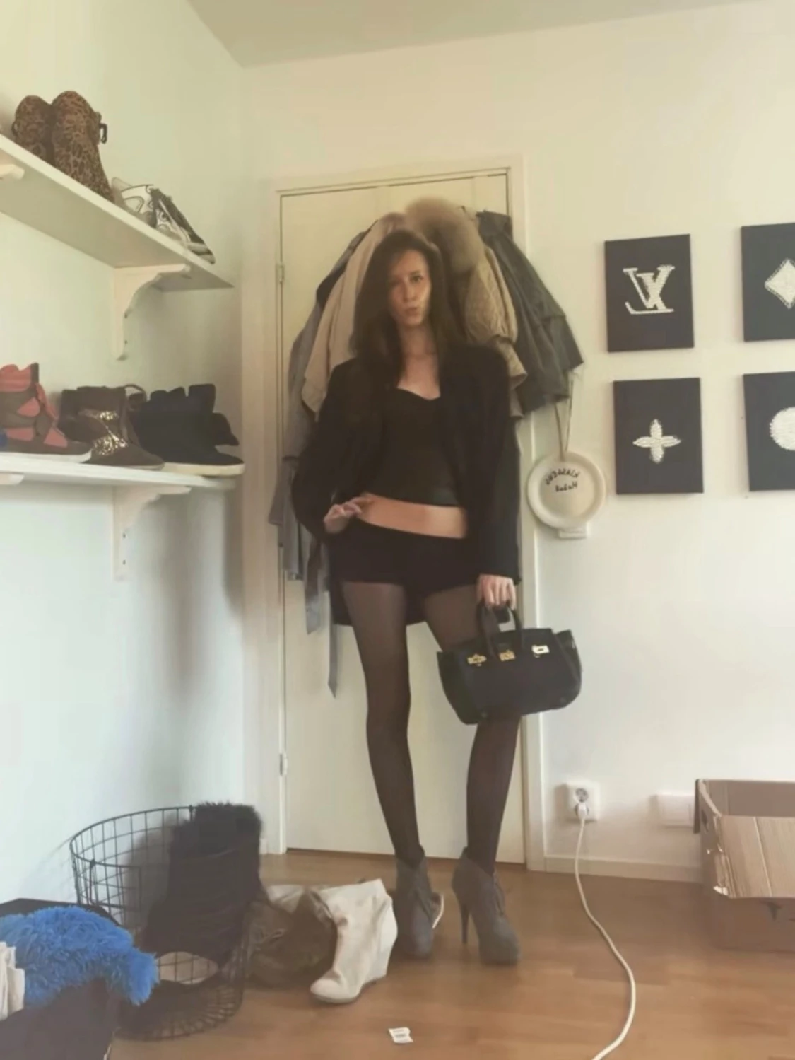 Svart randig kavaj från IMITZ - 5