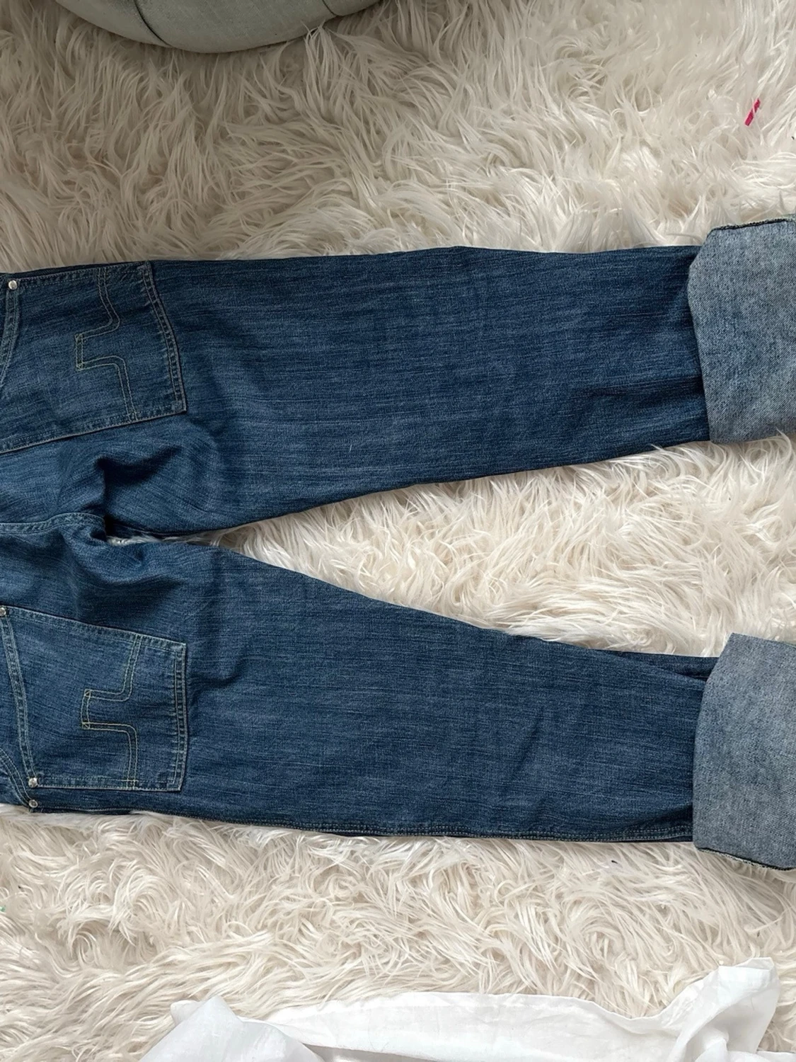 Blå jeans med breda uppvik - 1