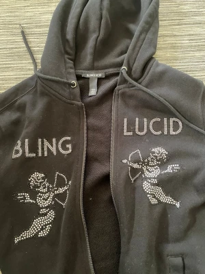 Svart hoodie från Bling Lucid - Säljer en svart hoodie från Bling Lucid med dragkedja och huva. Storlek XS,  nästan nyskick då den knappast använd eftersom den är för liten för mig. Kan fraktas eller hämtas i Skövde. Tveka inte på att höra av dig mvh Lukas.