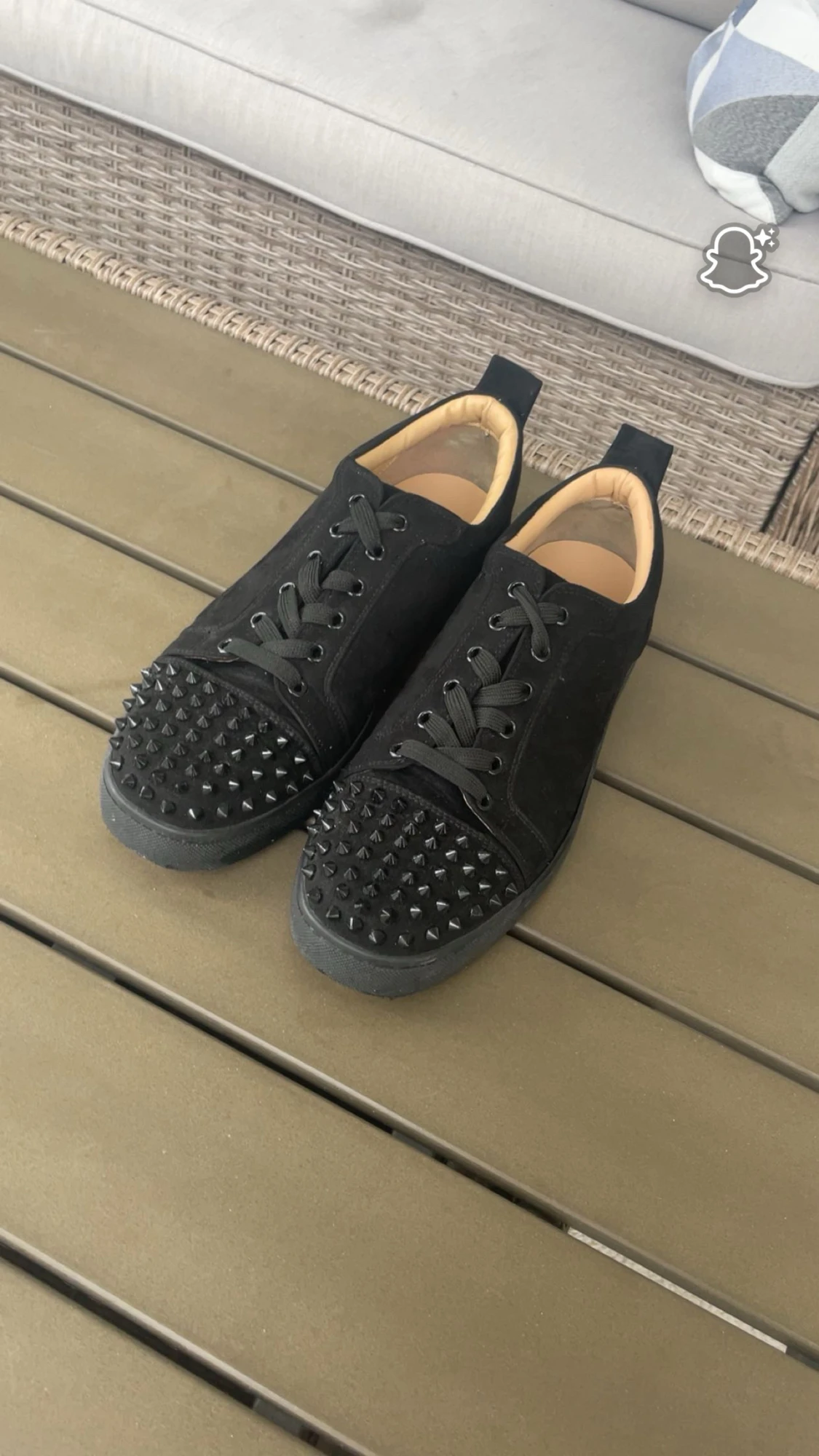 Christian Louboutin svarta sneakers med nitar - 2