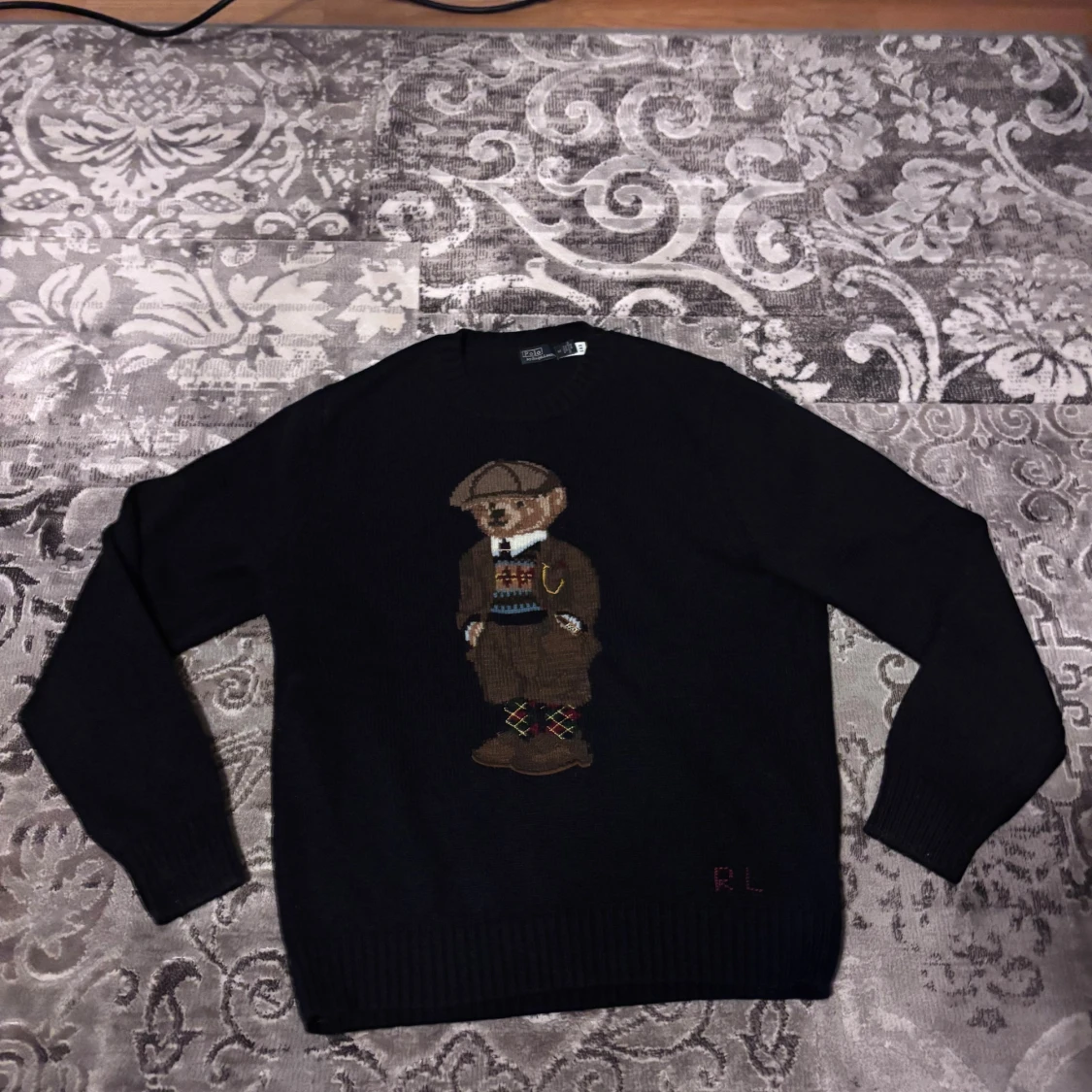 Svart stickad Polo Bear Ralph Lauren tröja