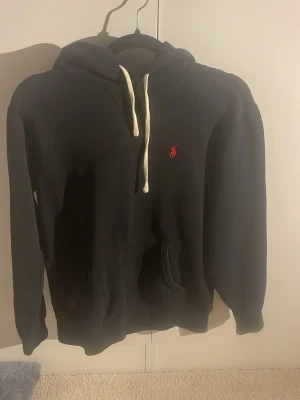 Svart hoodie från Ralph Lauren - Svart hoodie från Ralph Lauren med vit dragsko. Säljer för ett bra pris och den kan diskuteras. Varan har använt ett par gånger. 