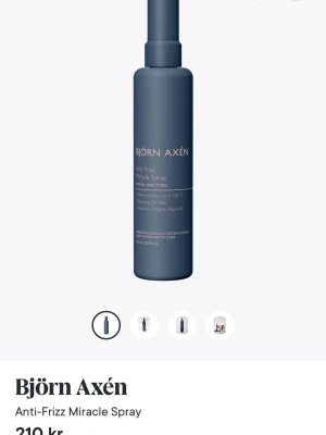 Björn Axén Anti-Frizz Miracle Spray - NY - Säljer denna då jag har dubbletter så den är helt ny! Härligt allt i ett produkt, med jätte god doft. Från hemsidan:  Denna näringsgivande leave-in-behandling mjukgör och slätar ut håret, förbättrar glansen och förebygger friss. Den skyddar även håret mot potentiella skador vid styling med värmeverktyg upp till 220 °C. Berikad med Ekologisk Arganolja som återfuktar och binder fukten, samt Sheasmör som mjukgör, återfuktar och förebygger kluvna toppar. (Nu tog mina tecken slut, kolla mer på Lyko)