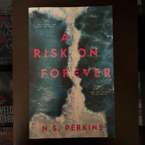 A Risk on Forever - En bok med ett dramatiskt omslag av stormigt hav och starka färger. Perfekt för dig som gillar känslor, relationer och att utforska det svåra i att släppa taget om det man älskar mest. Passar unga vuxna som söker gripande berättelser.