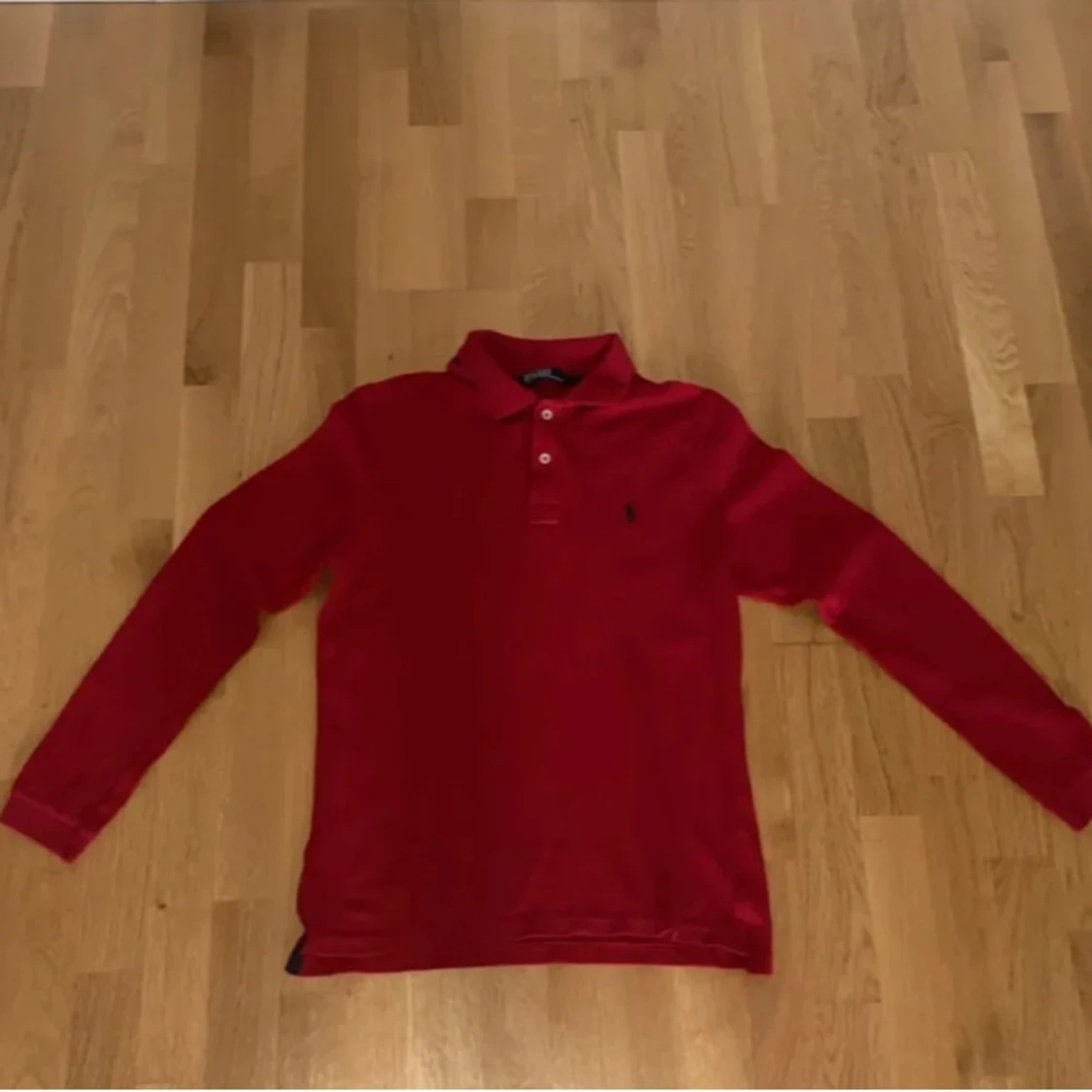 Röd långärmad pikétröja Polo Ralph Lauren