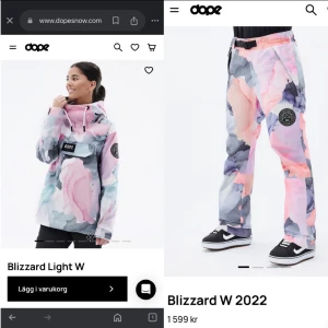 Flerfärgad skidjacka- och byxor från Dope - Jag säljer mina skidkläder från Dope i mycket bra skick. Både jacka och byxor. Endast använda en vinter (en vecka i fjällen) och säljes pågrund av att de är lite för stora på mig.   Både jackan och byxorna är i storlek M  Nypris jackan: 1899kr Nypris byxorna: 1599kr  Säljer båda tillsammans! Hör gärna av er om ni har några frågor!   Pris kan diskuteras vid snabb affär🎿