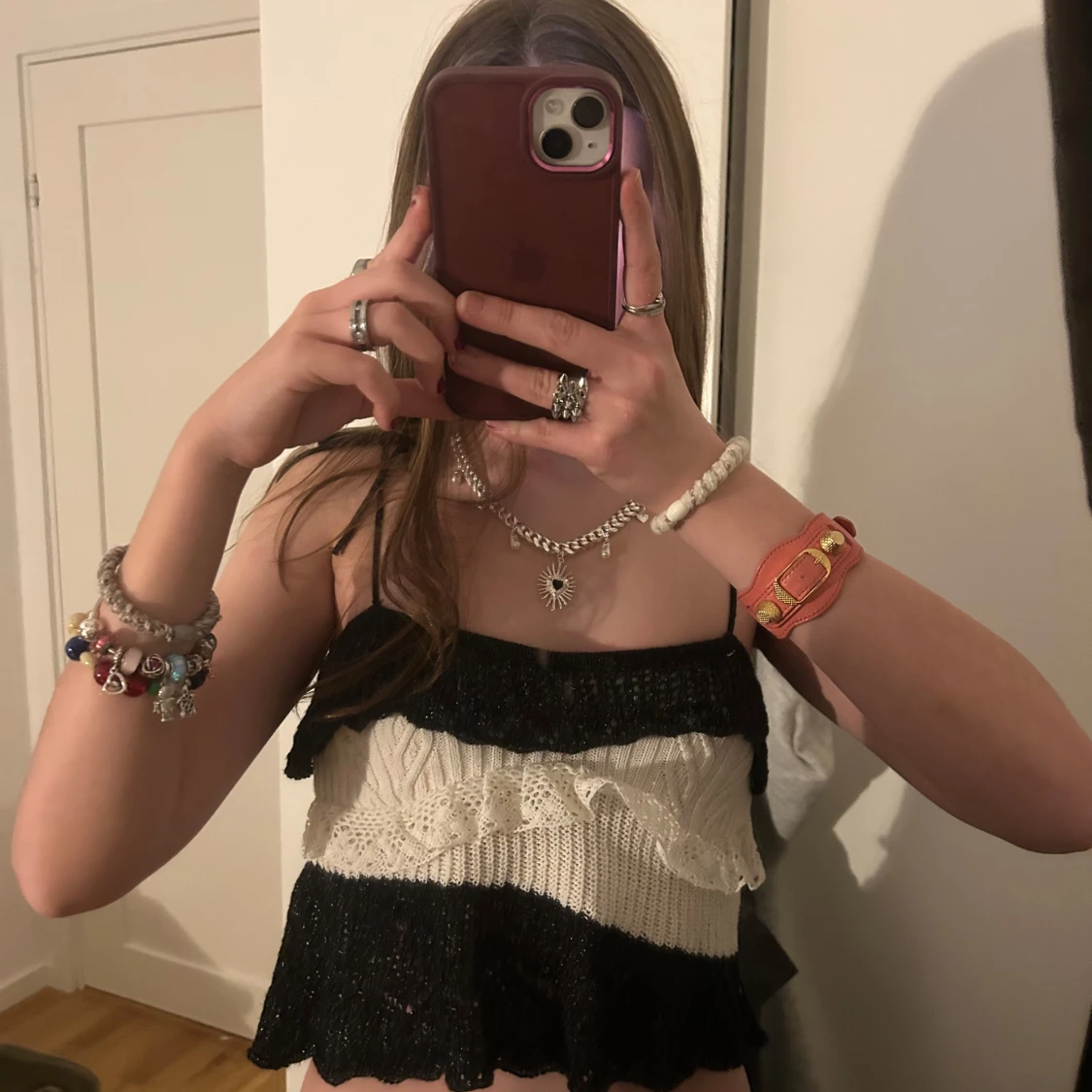 Svart och vit stickad tubtopp - 92