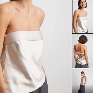Tube Top  - Tube Top i satin, Xs. Champagne/Ben vit.