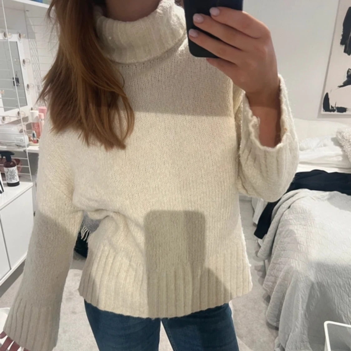 Vit stickad polo - 90