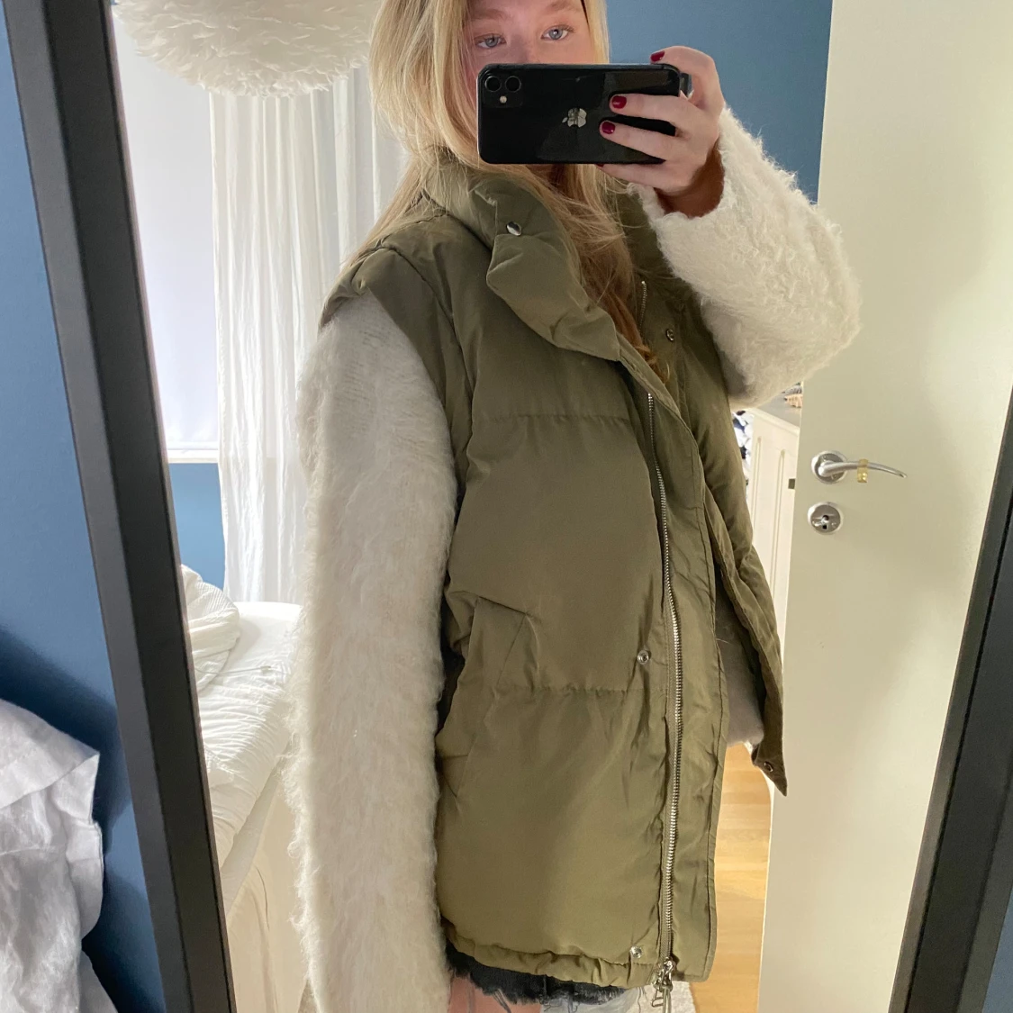 Olivgrön dunväst - 90