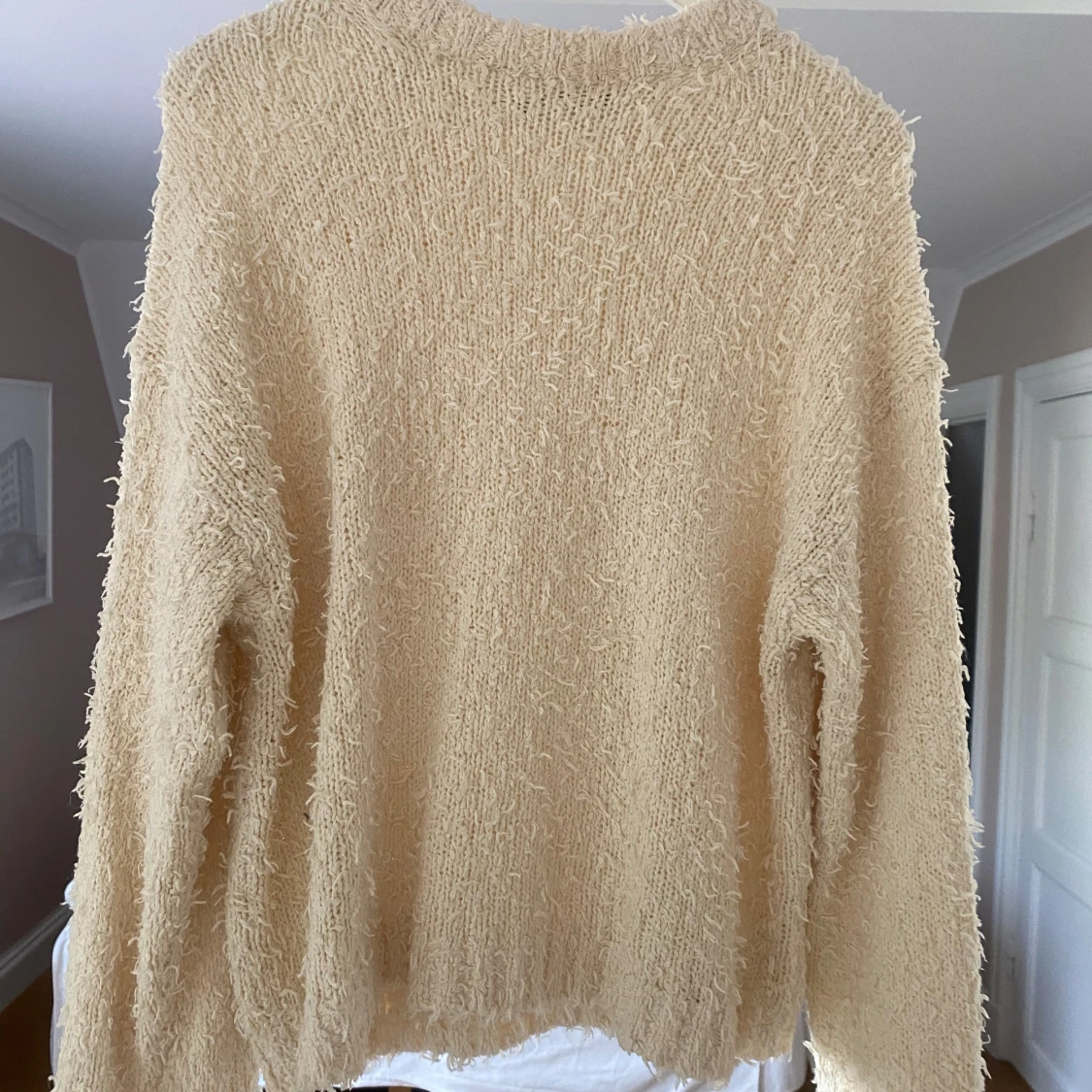 Vit stickat tröja  - 90