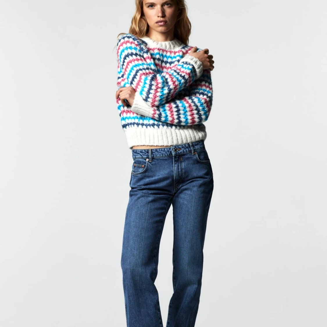 Randig stickad tröja