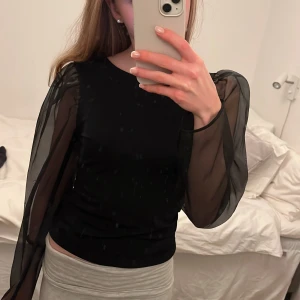 Svart topp med genomskinliga ärmar - Svart topp med genomskinliga ärmar. Aldrig använd 