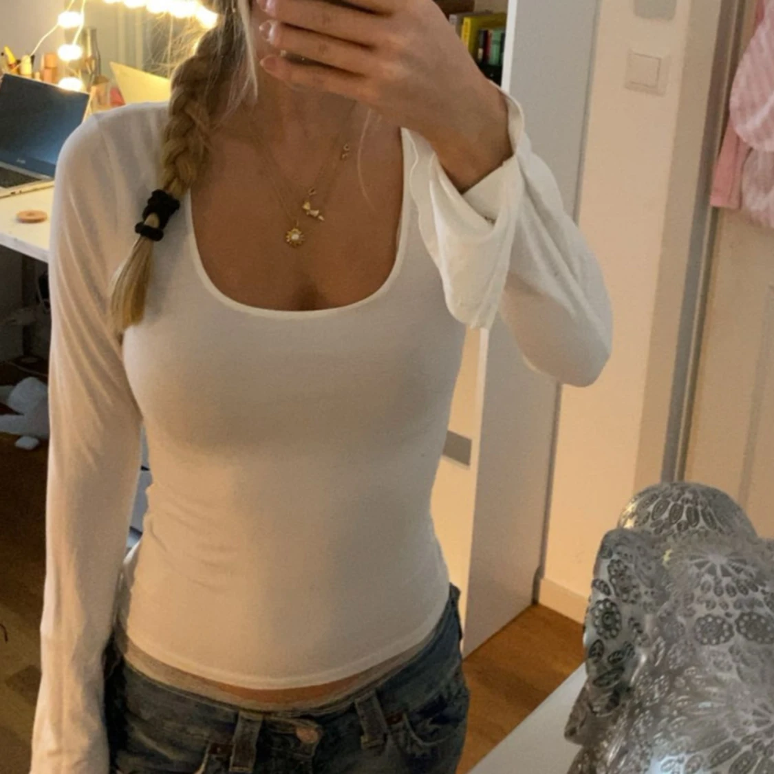 Vit långärmad topp