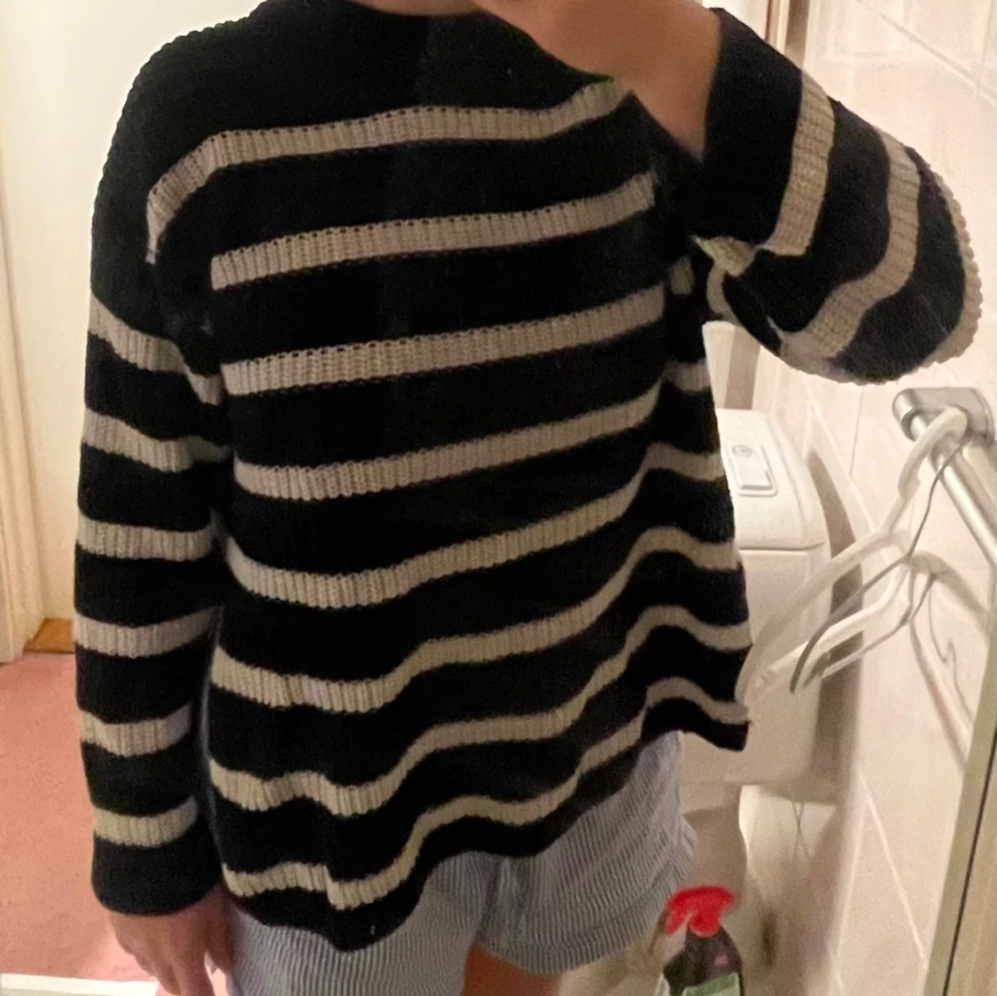 Randig oversized stickad tröja - 92