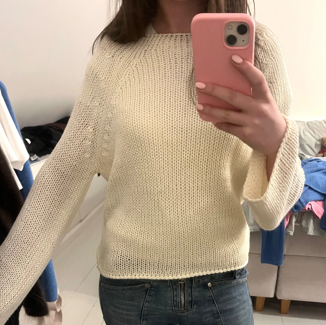 Vit stickad tröja - 91