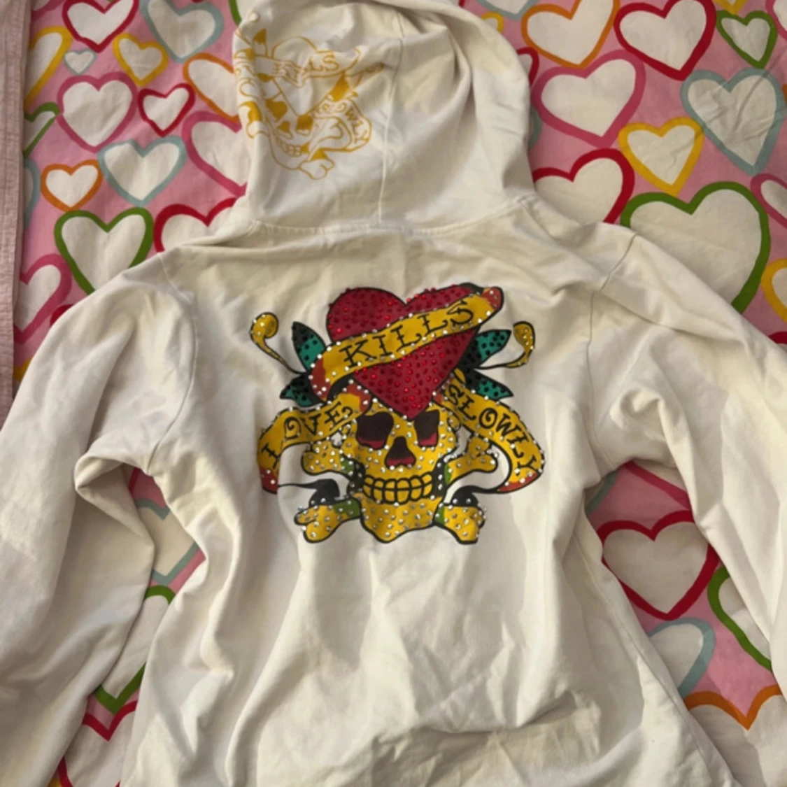 Vit ed hardy kofta  med tryck - 90