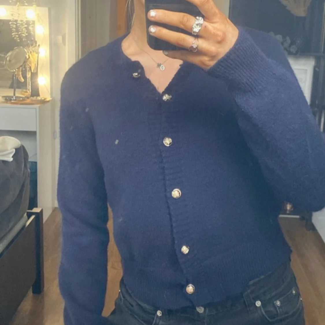Mörkblå kofta med knappar - 92