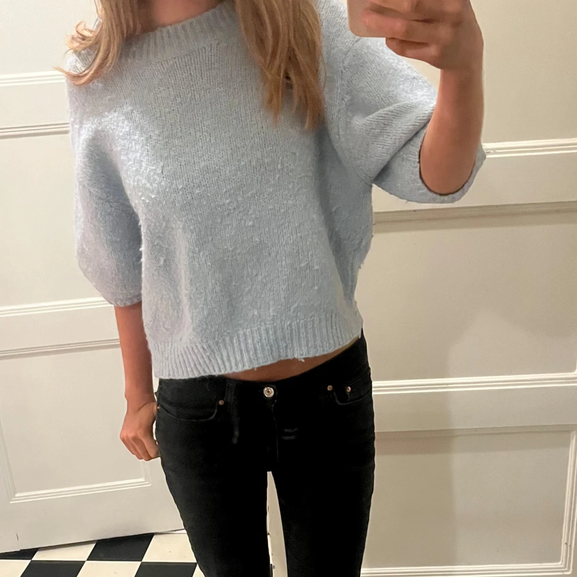 Ljusblå stickad tröja Zara