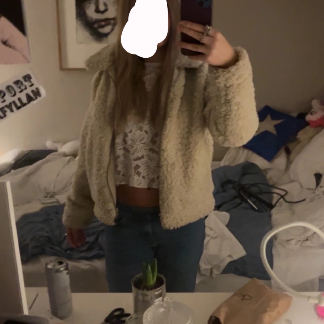 Beige teddyjacka från Zara - 2