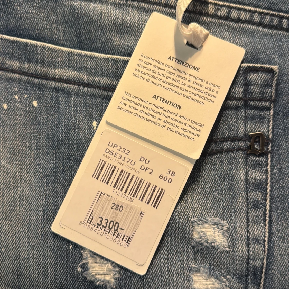 Blå jeans med slitningar från dondup, storlek 38 - 2