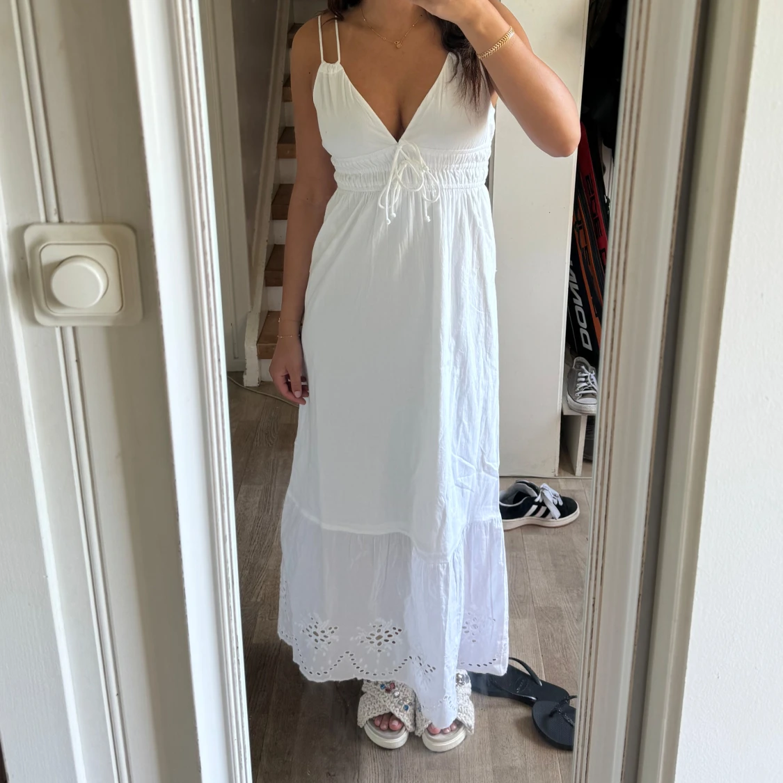 Vit långklänning storlek S