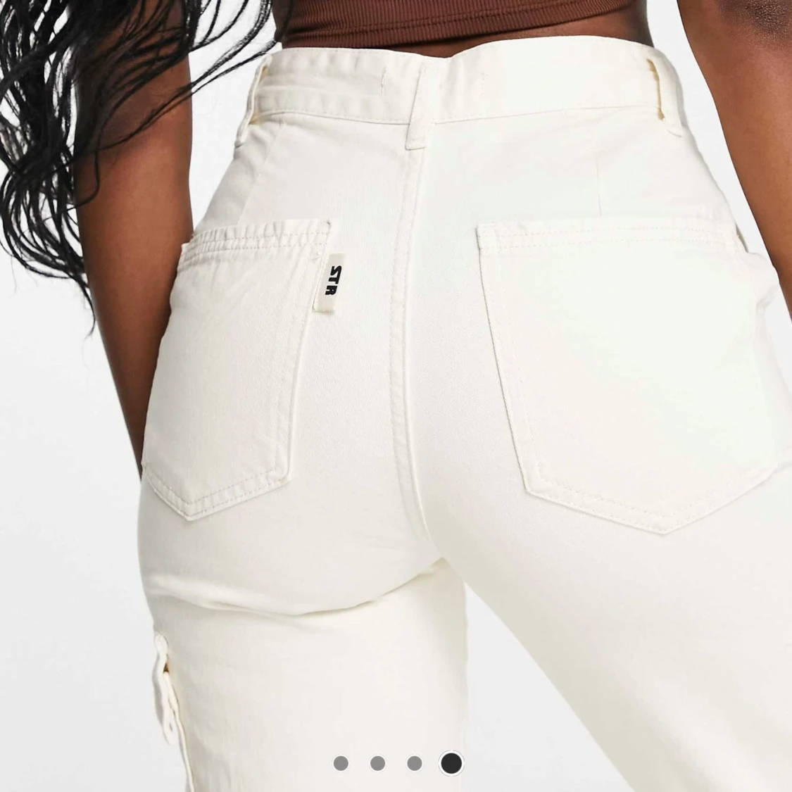 Vita cargopants med hög midja - 90