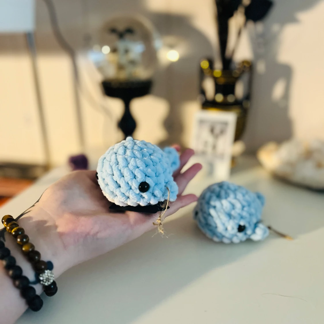 Handgjorda blå virkade valar - 91