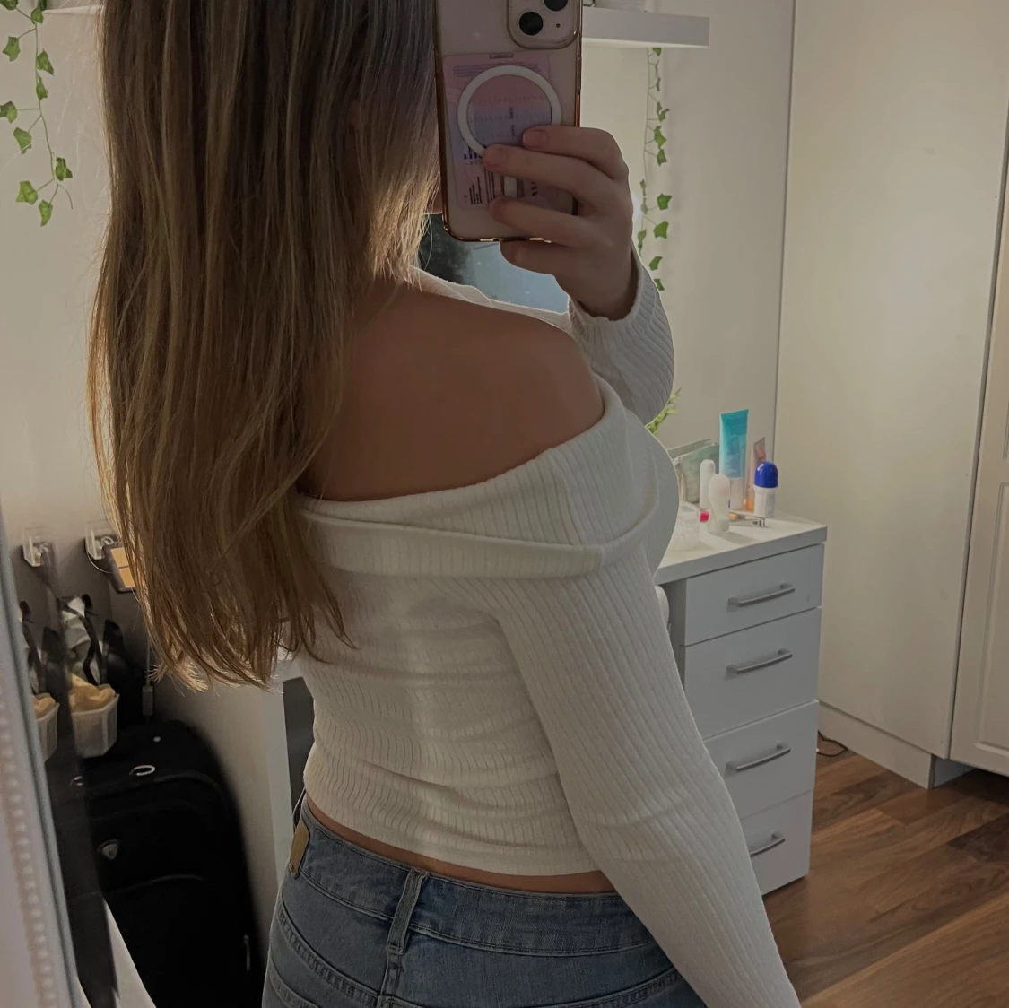 Vit offshoulder topp - 90