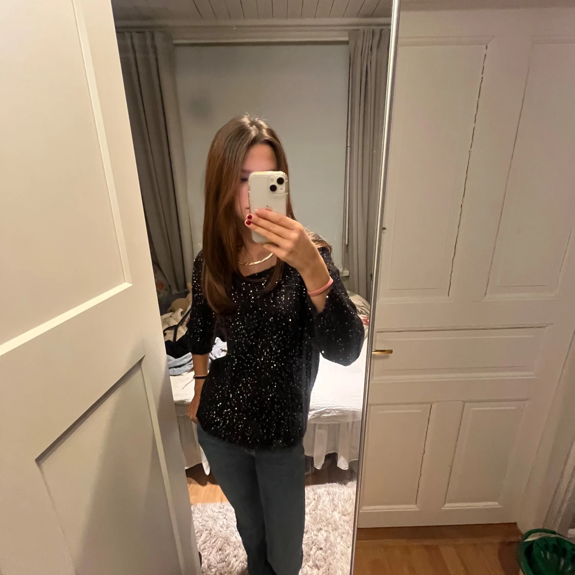 Glittrig stickad tröja 