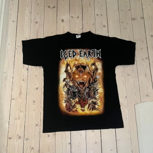 Vintage Iced Earth t-shirt  - Vintage svart t-shirt med Iced Earth-tryck på framsidan. Tillverkad av bomull och har korta ärmar. 