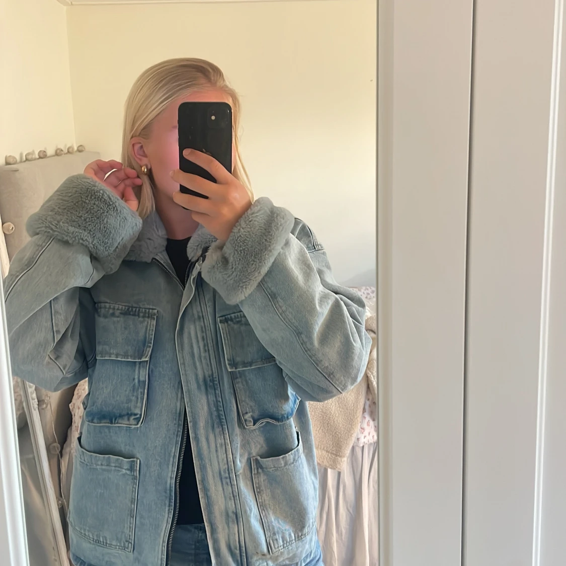Snygg jeansjacka men päls💙 - 91