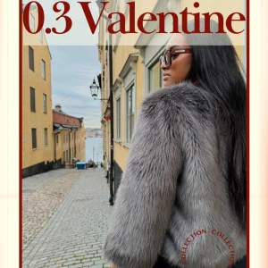 0.3 VALENTINE - Grå fuskpälsjacka med trekvartsärm, snygg till en utgångsoutfit💋