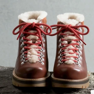 Clarks bruna vinterkängor - Snygga bruna kängor i skinn med röd snörning och varmt vitt foder. Perfekta för kalla vinterdagar med sin robusta sula och varma insida. Nypris 2000kr