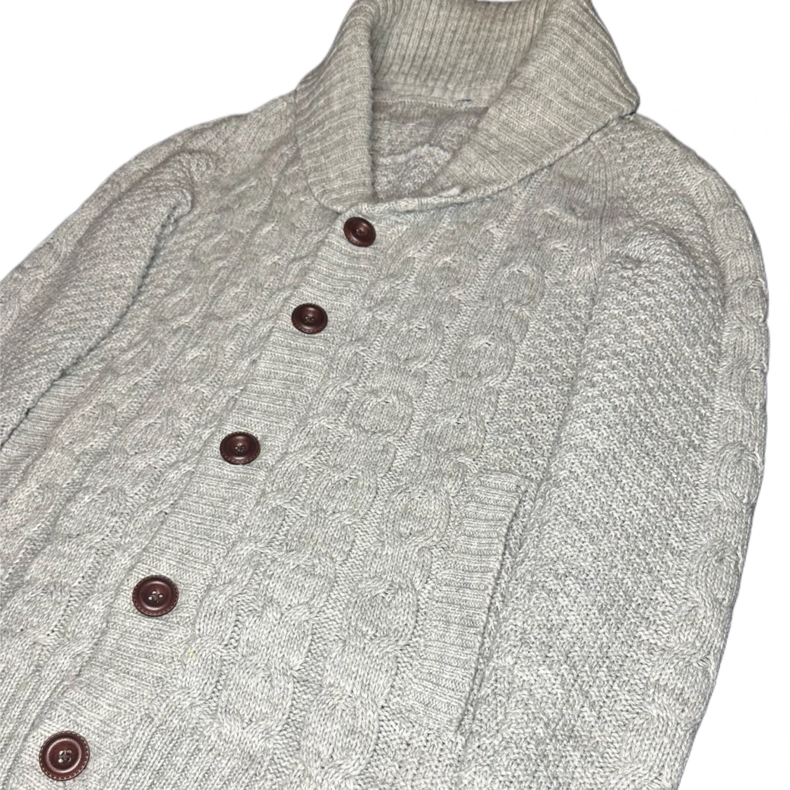 Grå stickad kofta - 90