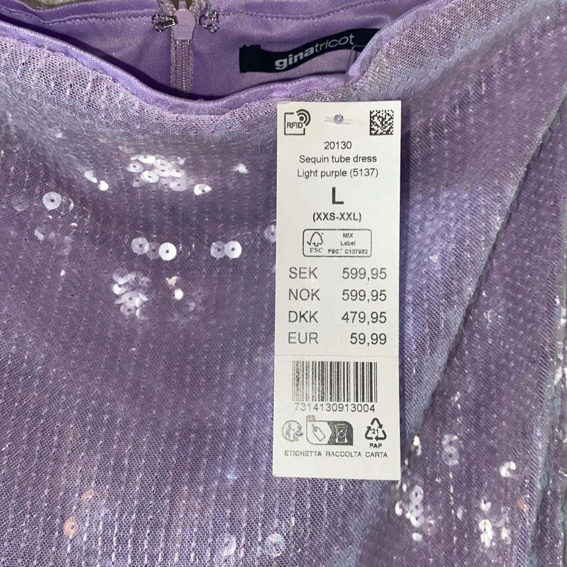 Ljuslila paljettklänning - 90
