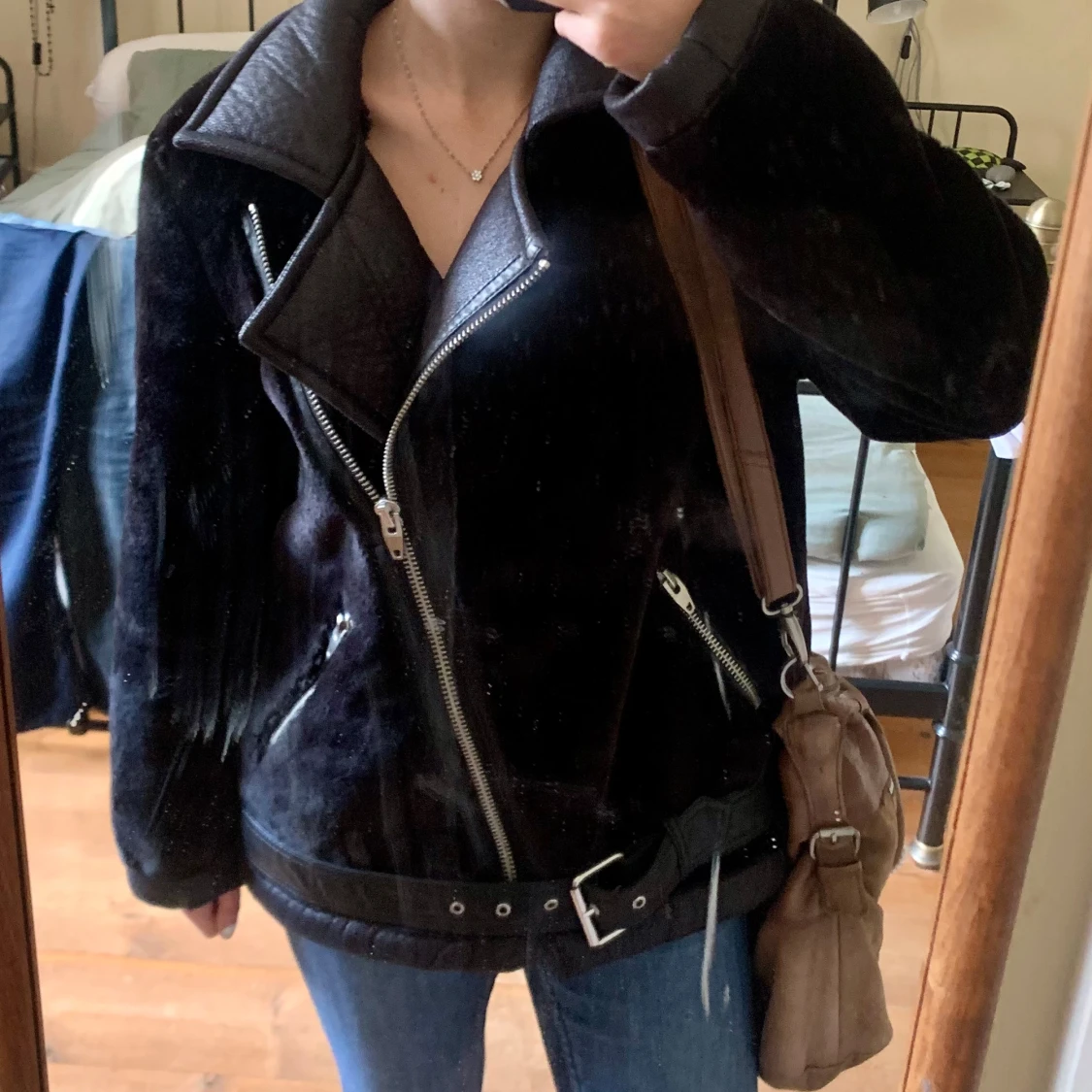 Super snygg oversized päls biker jacka HM - 90