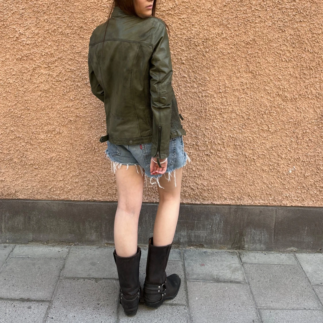 Grön skinnjacka  - 92