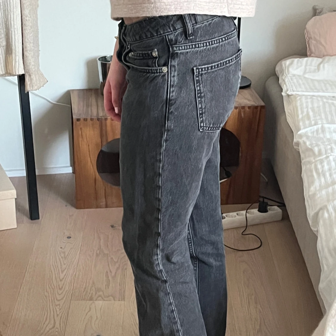 gråa raka byxor - 2