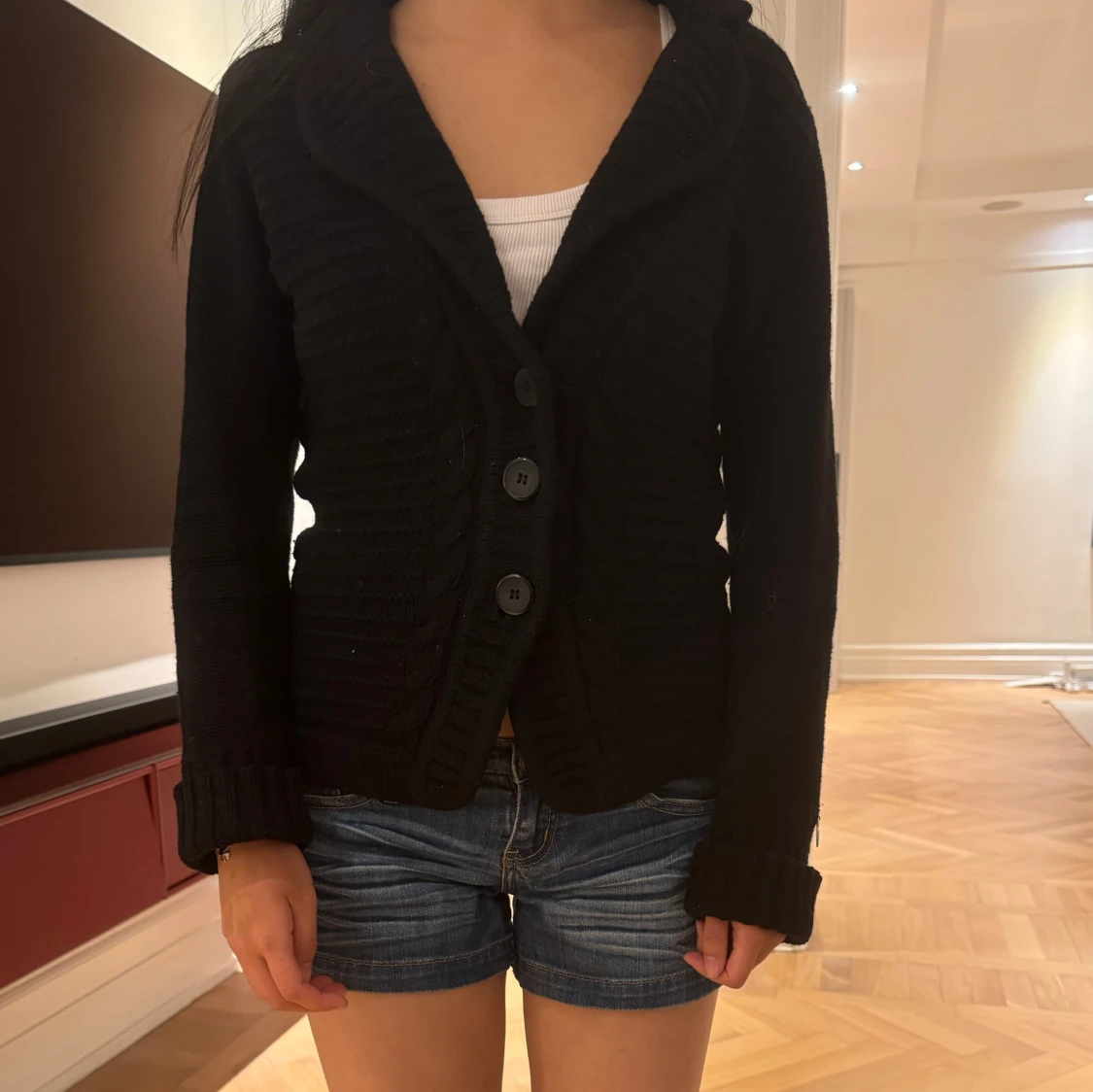 Svart stickad kofta - 3